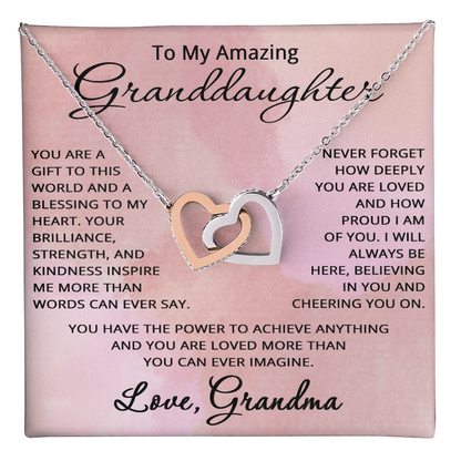 To My Amazing Granddaughter Necklace from Grandma Granddaughter Gift from Grandmother Christmas Birthday Jewelry