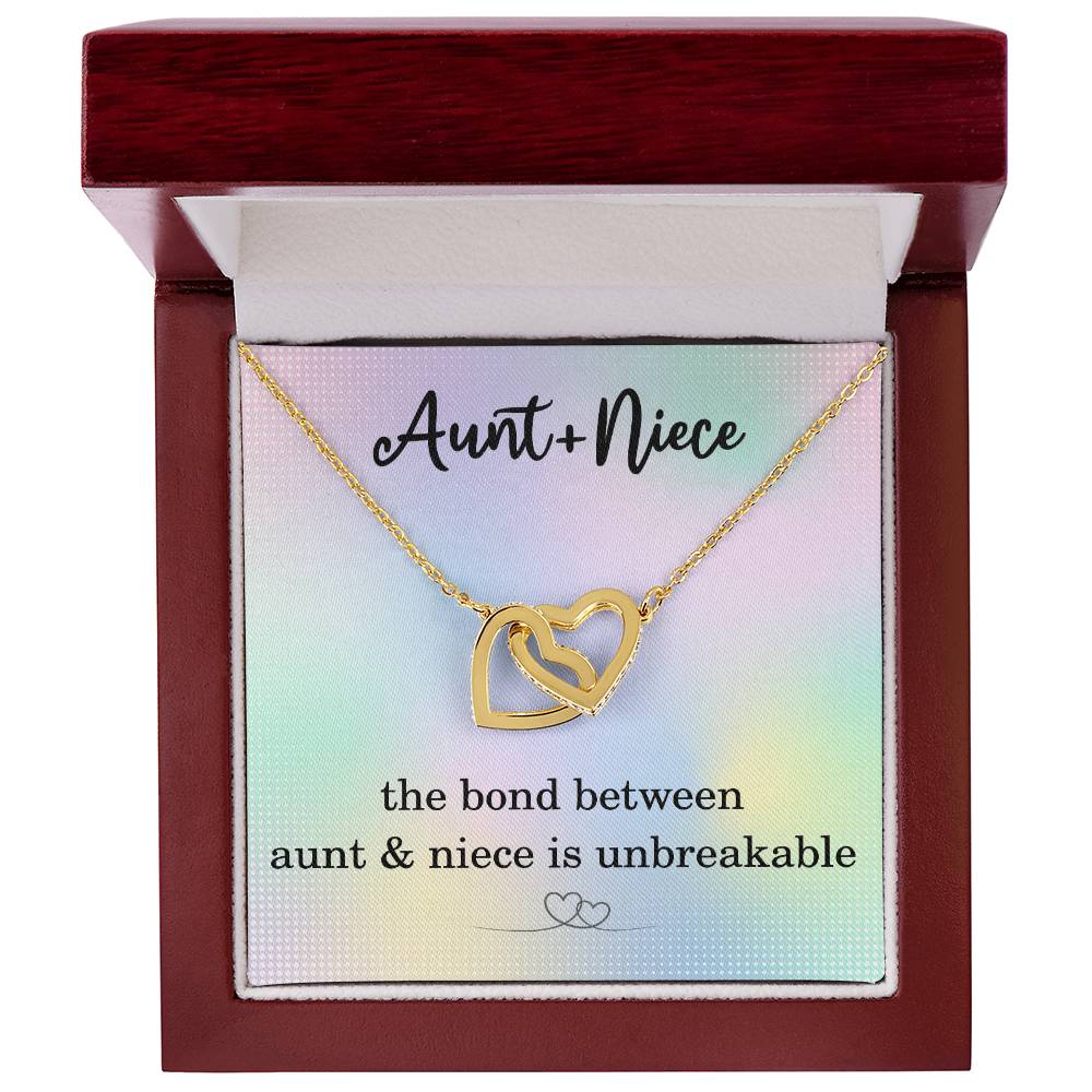 Aunt and Niece Necklace, Inspirational Gifts for Niece Birthday Christmas, Gifts from Aunt to Niece with Unbreakable Bond Quote, Interlocking Hearts Necklace