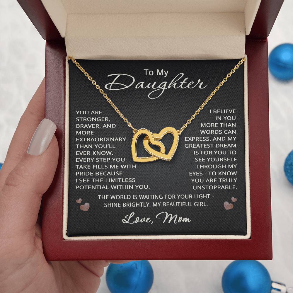 To My Daughter from Mom Necklace Love Mom Gift Heart Pendant Jewelry Christmas Birthday Graduation