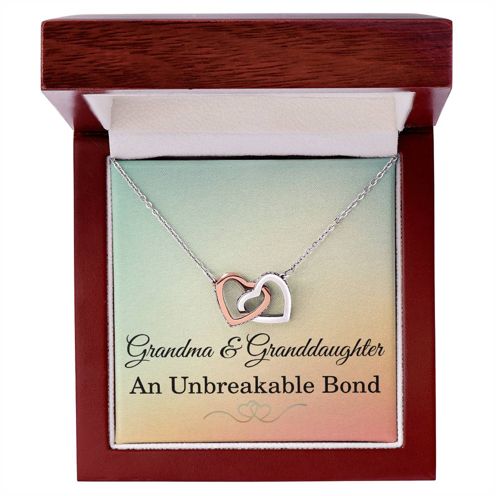 Grandma Granddaughter Necklace Grandma Christmas Gift from Granddaughter Grandma Birthday Gift An Unbreakable Bond Grandma Interlocking Hearts Pendant