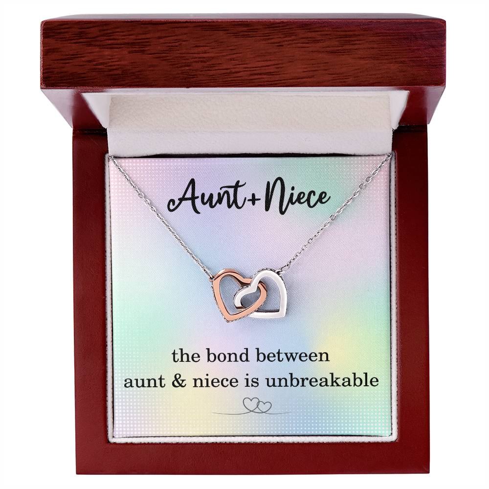 Aunt and Niece Necklace, Inspirational Gifts for Niece Birthday Christmas, Gifts from Aunt to Niece with Unbreakable Bond Quote, Interlocking Hearts Necklace