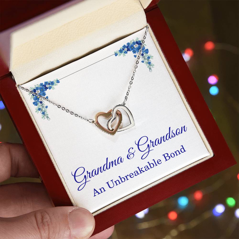 Grandma Gifts from Grandson Grandma Grandson Gifts Grandma Necklace An Unbreakable Bond Grandmother Interlocking Heart Pendant