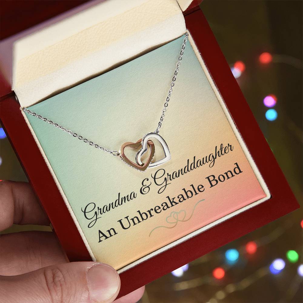 Grandma Granddaughter Necklace Grandma Christmas Gift from Granddaughter Grandma Birthday Gift An Unbreakable Bond Grandma Interlocking Hearts Pendant