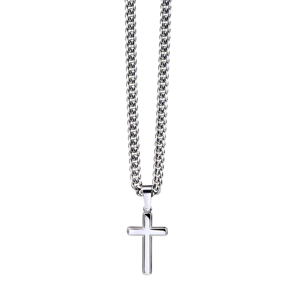 33rd Anniversary Necklace for Husband 33 Years Anniversary Jewelry for Him Men Cuban Link Chain with Cross Pendant