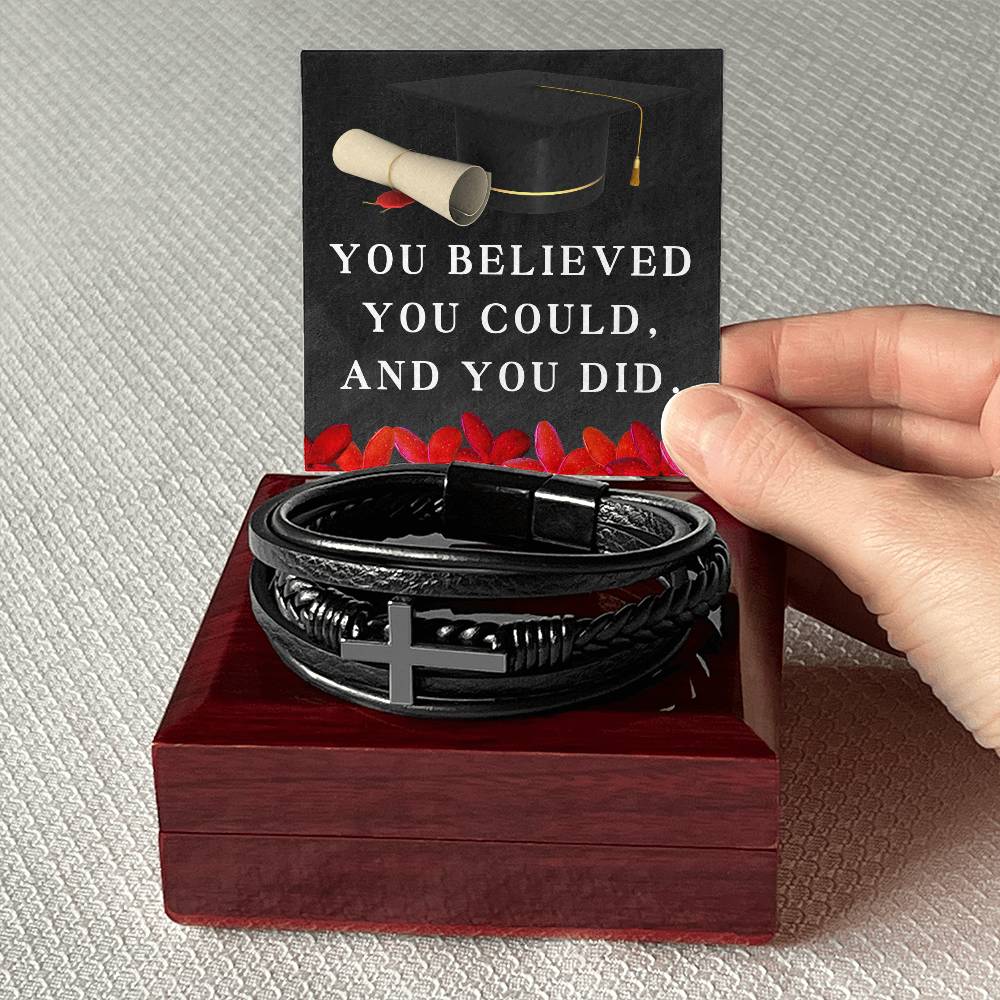 Graduation Bracelet for Him Son Graduation Gift Graduate Gifts for Men You Believed You Could and You Did Christian Graduation Gift Cross Bracelet