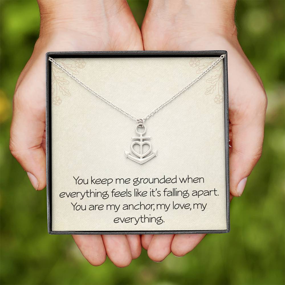 Wife Necklace for Valentine's Day Christmas Birthday Anniversary Anchor Pendant Grounded Jewelry for Girlfriend Spouse Motivational Inspirational