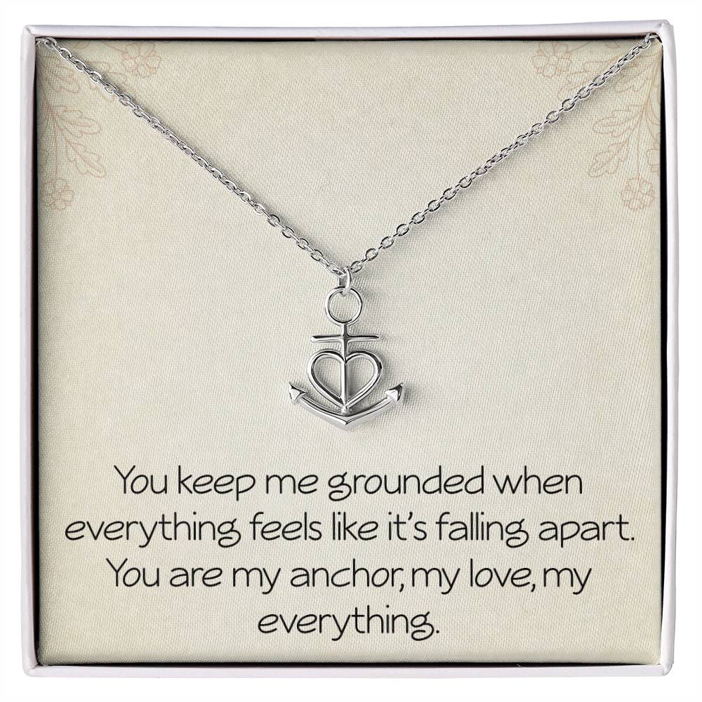 Wife Necklace for Valentine's Day Christmas Birthday Anniversary Anchor Pendant Grounded Jewelry for Girlfriend Spouse Motivational Inspirational