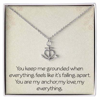 Wife Necklace for Valentine's Day Christmas Birthday Anniversary Anchor Pendant Grounded Jewelry for Girlfriend Spouse Motivational Inspirational