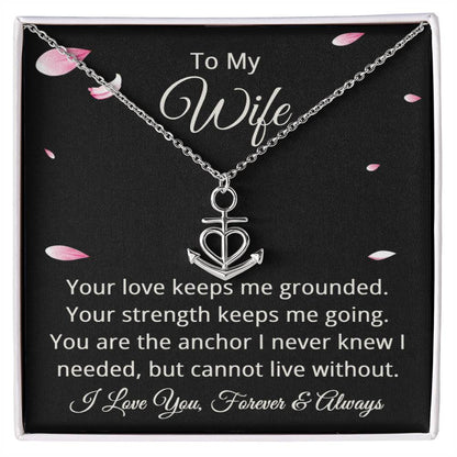 To My Wife Necklace from Husband Anchor Pendant Jewelry for Anniversary Valentines Day Christmas Birthday