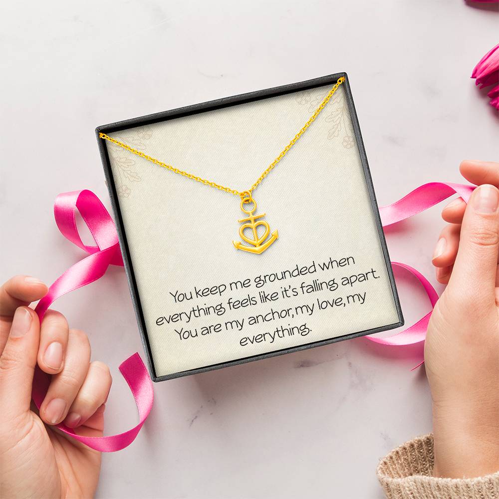 Wife Necklace for Valentine's Day Christmas Birthday Anniversary Anchor Pendant Grounded Jewelry for Girlfriend Spouse Motivational Inspirational