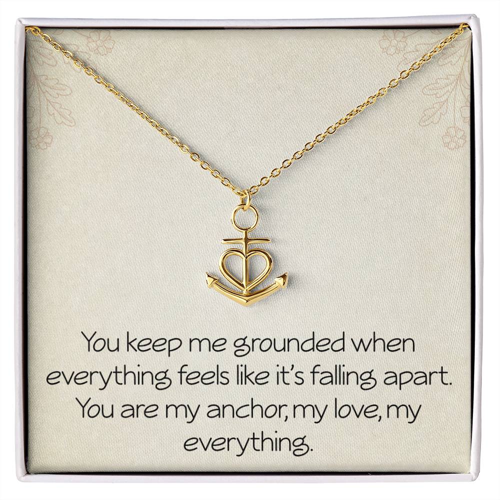 Wife Necklace for Valentine's Day Christmas Birthday Anniversary Anchor Pendant Grounded Jewelry for Girlfriend Spouse Motivational Inspirational