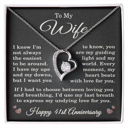 41st Anniversary Necklace for Wife from Husband 41 Years Anniversary Jewelry for Her Women Forever Love Pendant