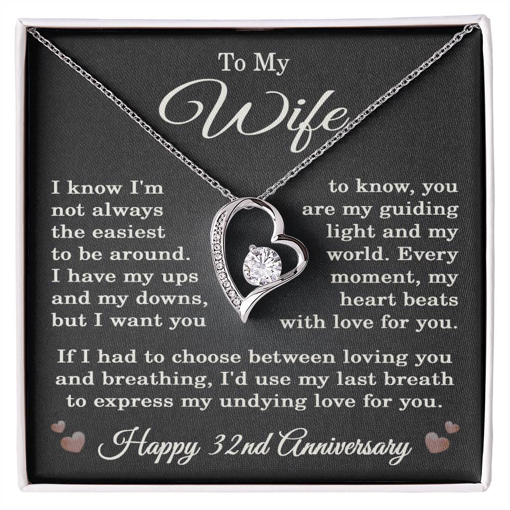 32nd Anniversary Necklace for Wife from Husband 32 Years Anniversary Jewelry for Her Women Forever Love Pendant