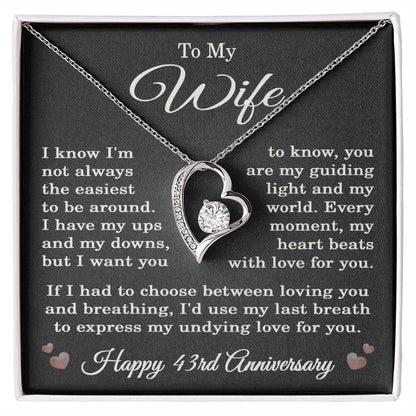 43rd Anniversary Necklace for Wife from Husband 43 Years Anniversary Jewelry for Her Women Forever Love Pendant