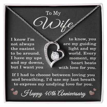 40th Anniversary Necklace for Wife from Husband 40 Years Anniversary Jewelry for Her Women Forever Love Pendant