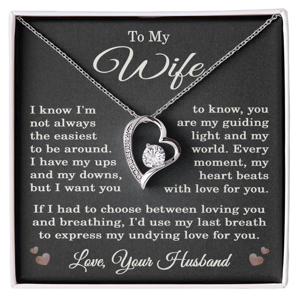 Wife Love Your Husband Necklace for Wife from Husband To My Wife Gift Jewelry for Her Women Forever Love Pendant