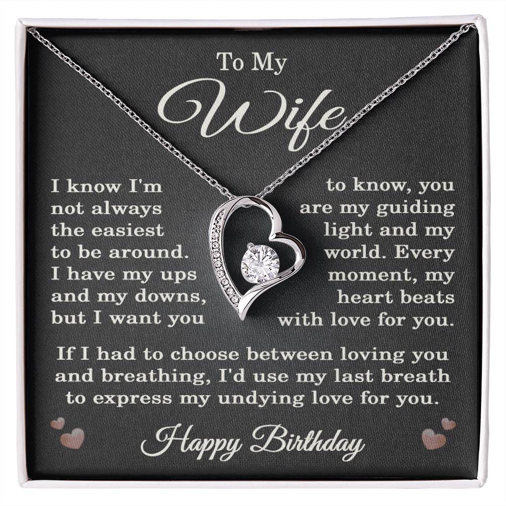 Wife Birthday Necklace for Wife from Husband To My Wife Gift Happy Birthday Jewelry for Her Women Forever Love Pendant