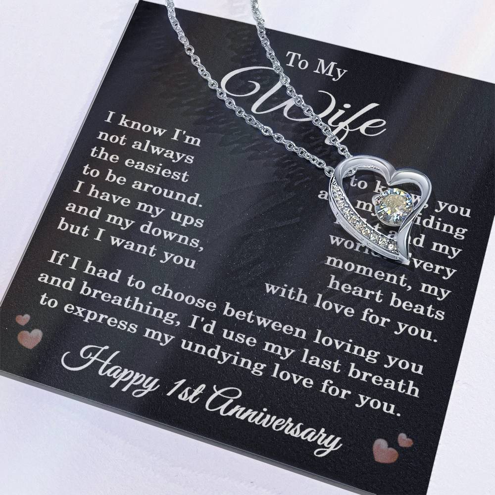 1st Anniversary Necklace for Wife from Husband 1 Year Anniversary Jewelry for Her Women Forever Love Pendant