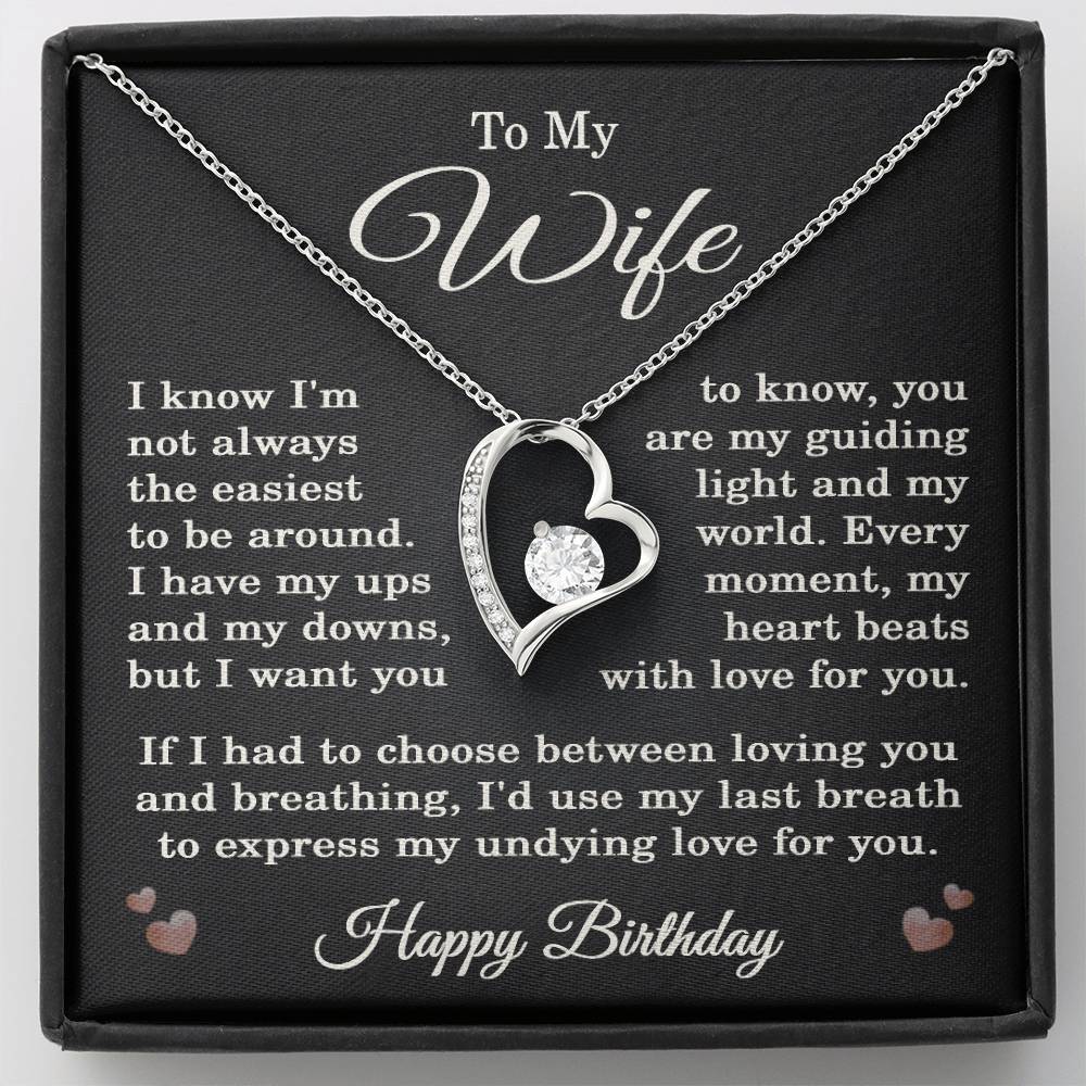 Wife Birthday Necklace for Wife from Husband To My Wife Gift Happy Birthday Jewelry for Her Women Forever Love Pendant