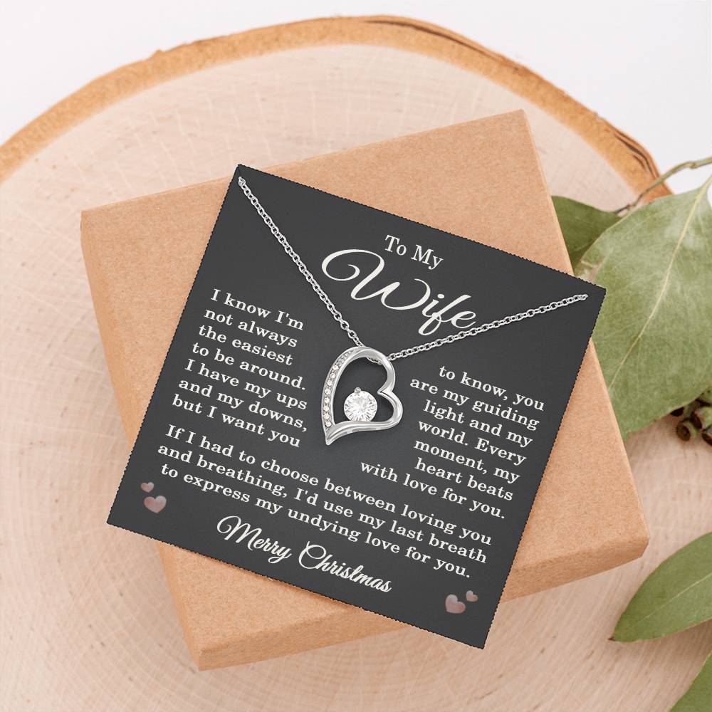 Wife Christmas Necklace for Wife from Husband To My Wife Gift Merry Christmas Jewelry for Her Women Forever Love Pendant