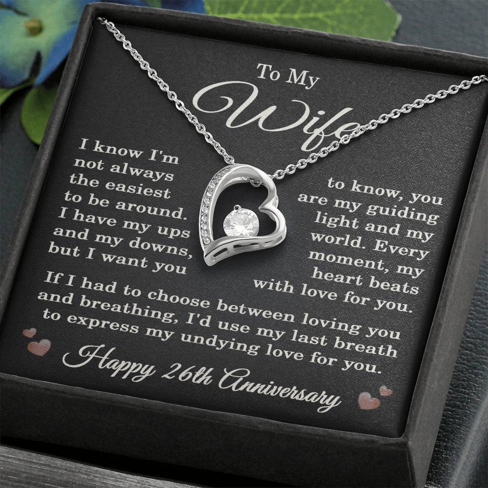 26th Anniversary Necklace for Wife from Husband 26 Years Anniversary Jewelry for Her Women Forever Love Pendant