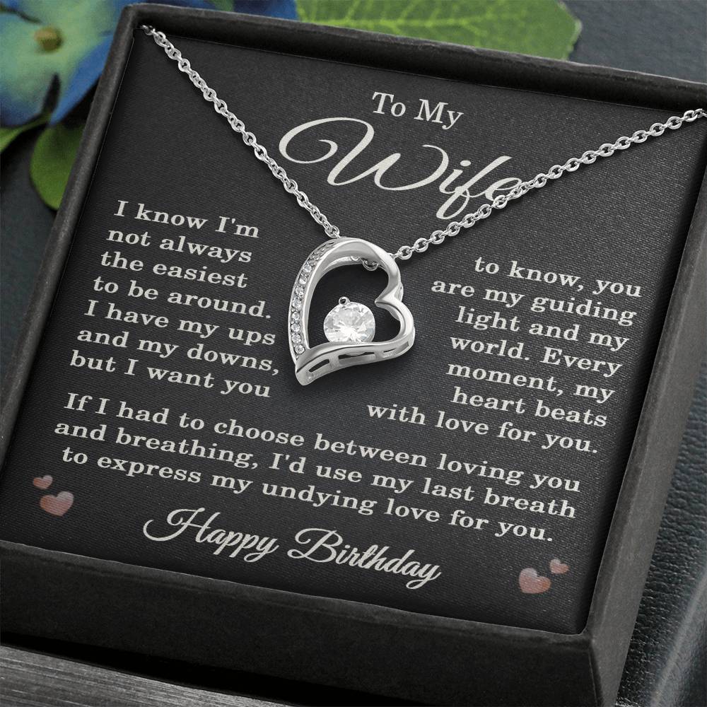 Wife Birthday Necklace for Wife from Husband To My Wife Gift Happy Birthday Jewelry for Her Women Forever Love Pendant