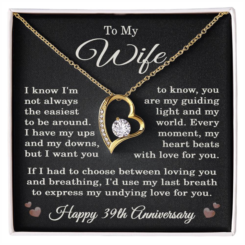 39th Anniversary Necklace for Wife from Husband 39 Years Anniversary Jewelry for Her Women Forever Love Pendant