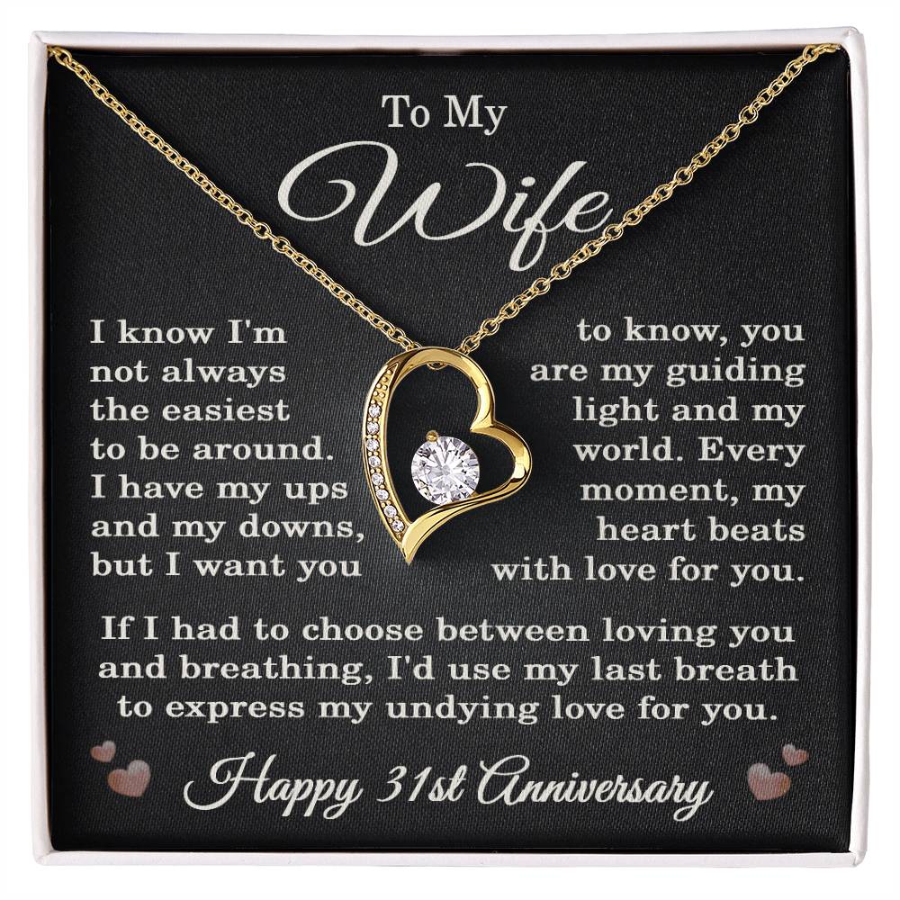 31st Anniversary Necklace for Wife from Husband 31 Years Anniversary Jewelry for Her Women Forever Love Pendant