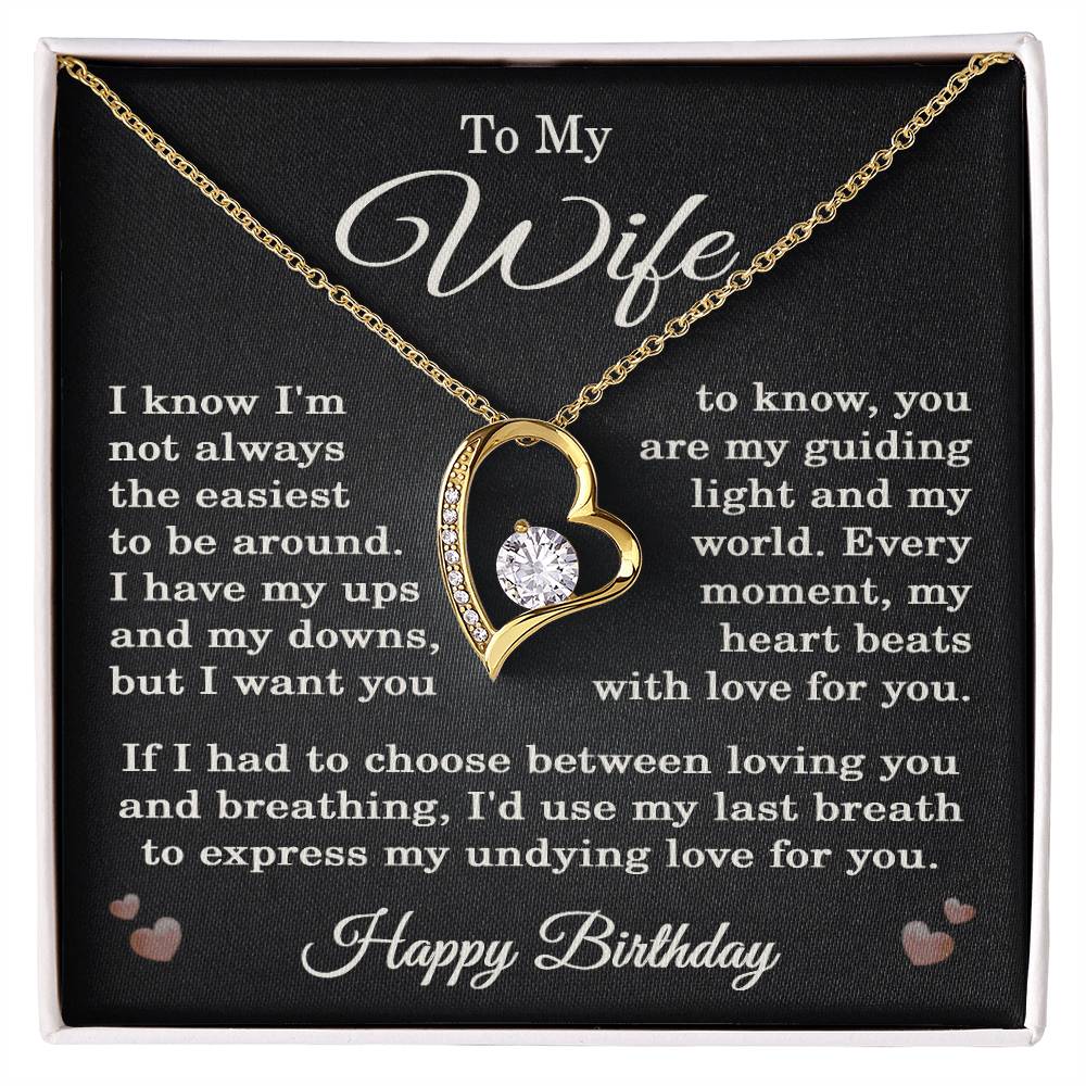 Wife Birthday Necklace for Wife from Husband To My Wife Gift Happy Birthday Jewelry for Her Women Forever Love Pendant