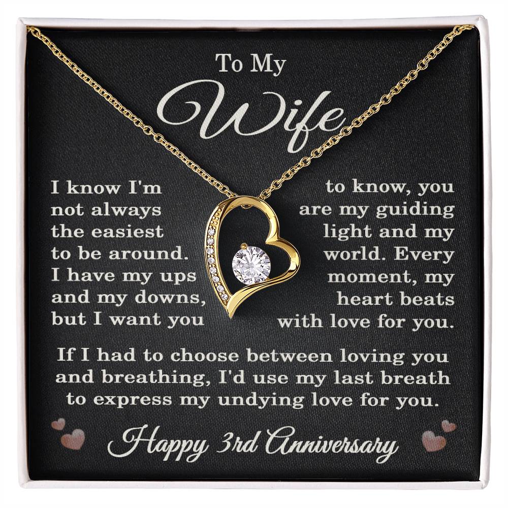 3rd Anniversary Necklace for Wife from Husband 3 Years Anniversary Jewelry for Her Women Forever Love Pendant