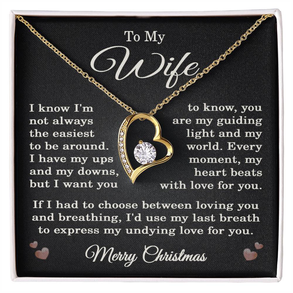 Wife Christmas Necklace for Wife from Husband To My Wife Gift Merry Christmas Jewelry for Her Women Forever Love Pendant