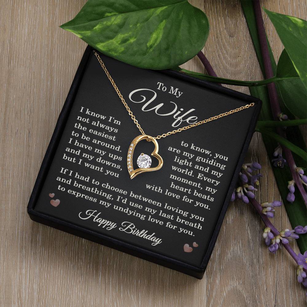 Wife Birthday Necklace for Wife from Husband To My Wife Gift Happy Birthday Jewelry for Her Women Forever Love Pendant