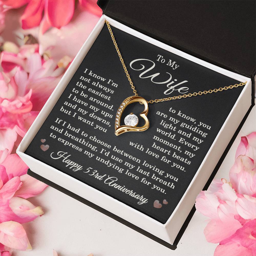 53rd Anniversary Necklace for Wife from Husband 53 Years Anniversary Jewelry for Her Women Forever Love Pendant