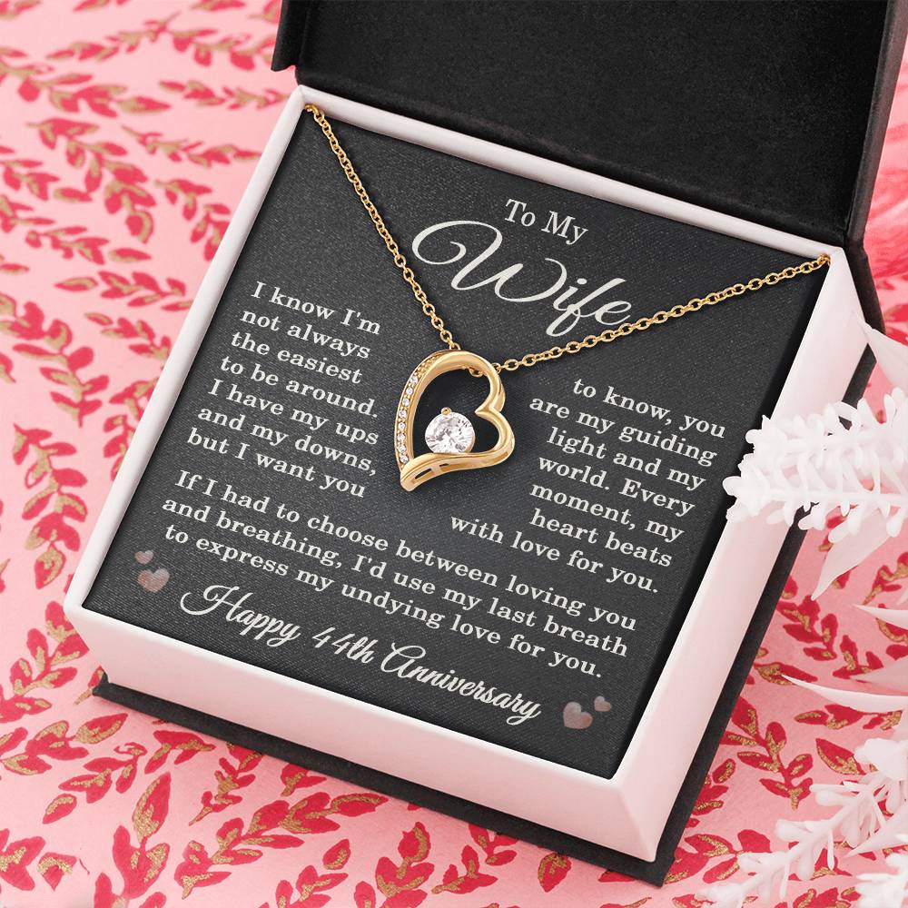 44th Anniversary Necklace for Wife from Husband 44 Years Anniversary Jewelry for Her Women Forever Love Pendant