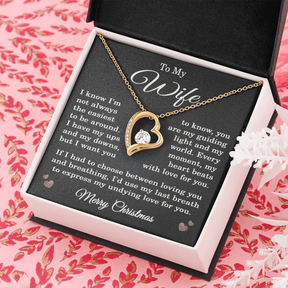 Wife Christmas Necklace for Wife from Husband To My Wife Gift Merry Christmas Jewelry for Her Women Forever Love Pendant