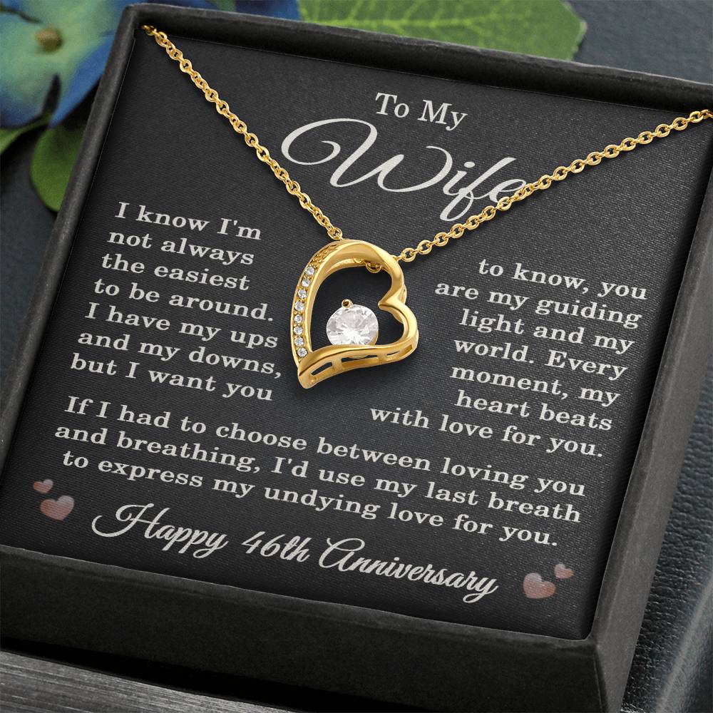 46th Anniversary Necklace for Wife from Husband 46 Years Anniversary Jewelry for Her Women Forever Love Pendant