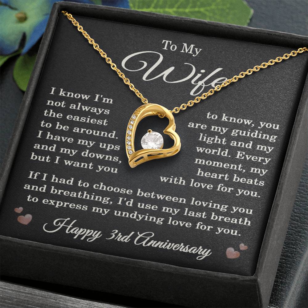 3rd Anniversary Necklace for Wife from Husband 3 Years Anniversary Jewelry for Her Women Forever Love Pendant