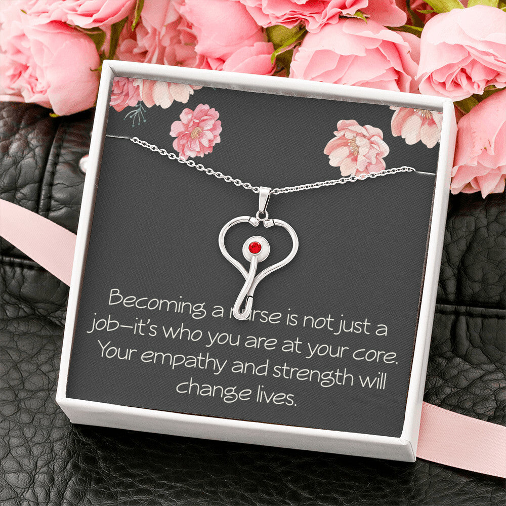 Future Nurse Christmas Gift HeartScope Necklace for Her Stethoscope Necklace Nursing School Graduation Becoming a Nurse Is Who You