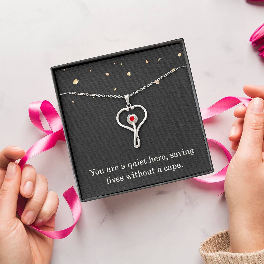 Nurse Necklace Nurse Christmas Gift Nurse Appreciation Gift Nursing Gift for Women You Are A Quiet Hero Saving Lives Without A Cape