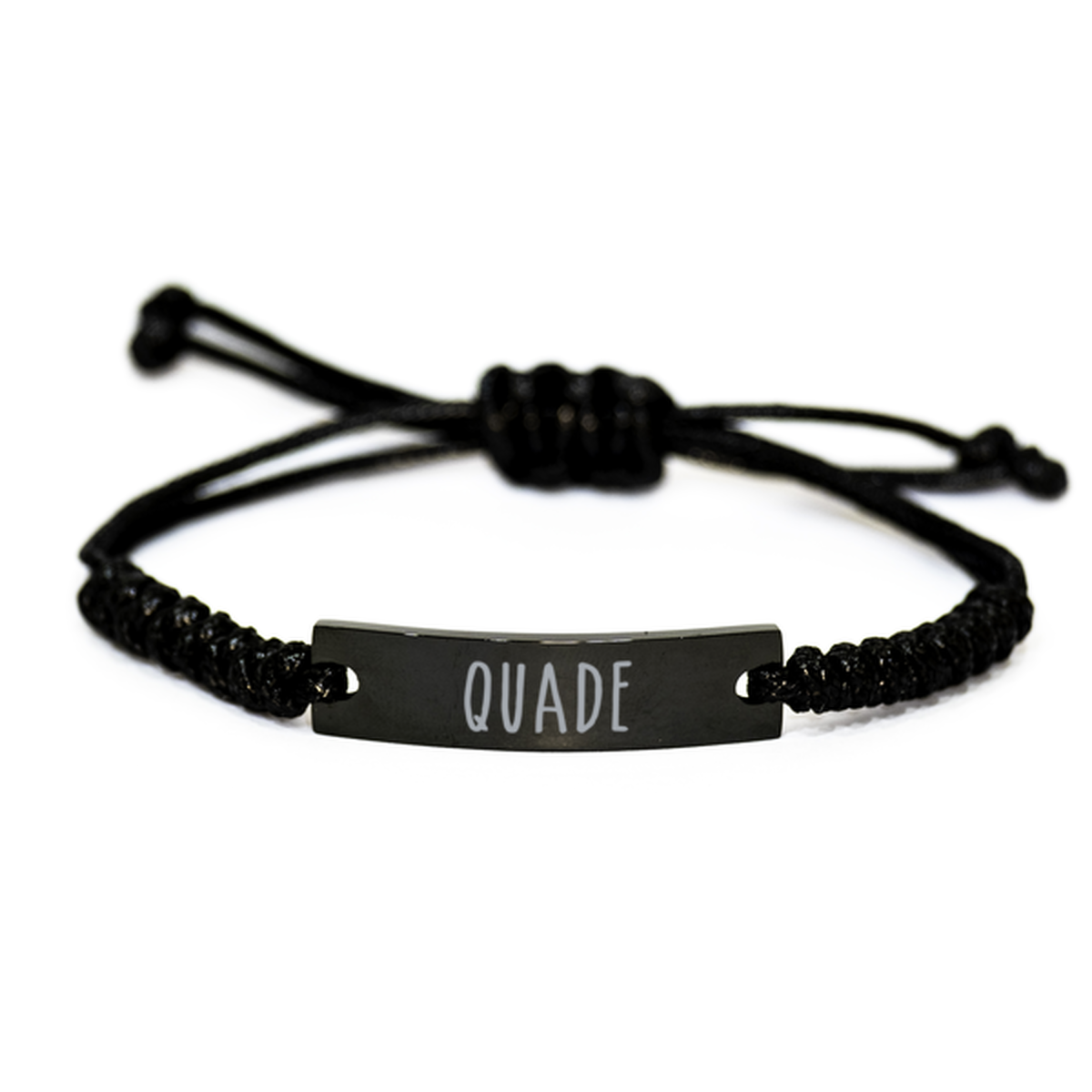 Quade Bracelet Name Personalized Custom Black Rope Bar Bracelet