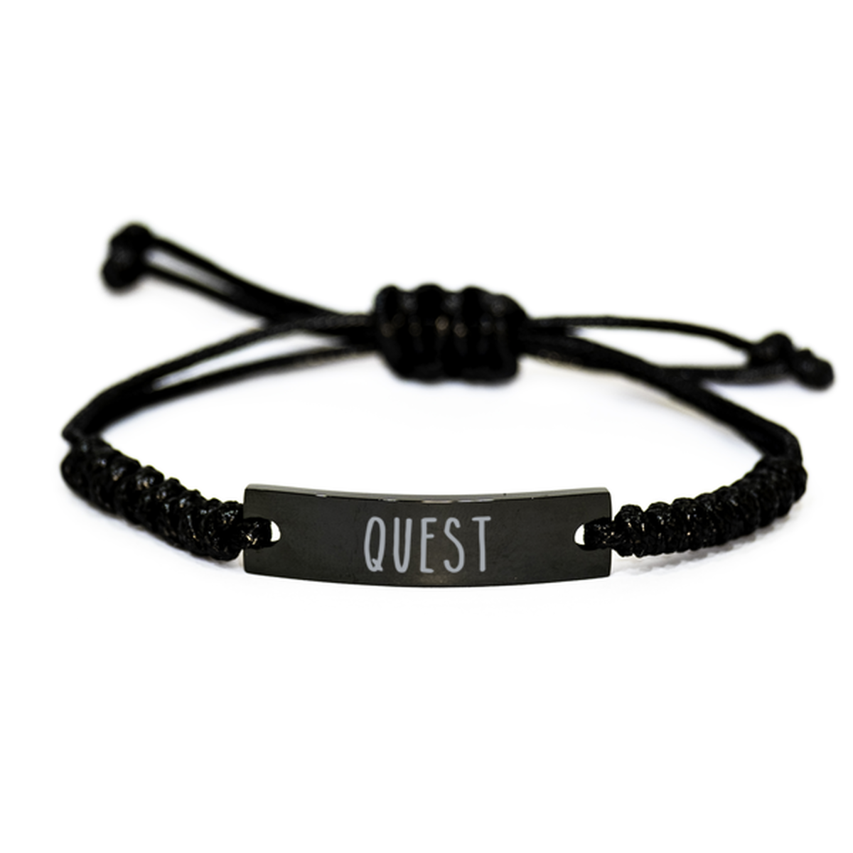 Quest Bracelet Name Personalized Custom Black Rope Bar Bracelet