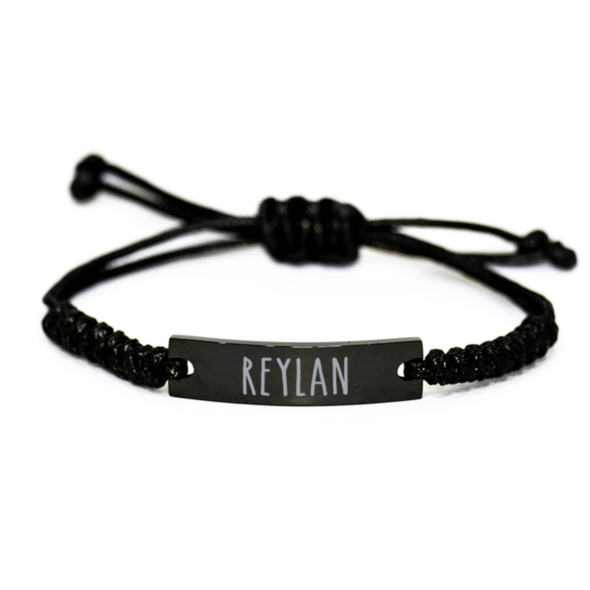 Reylan Bracelet Name Personalized Custom Black Rope Bar Bracelet