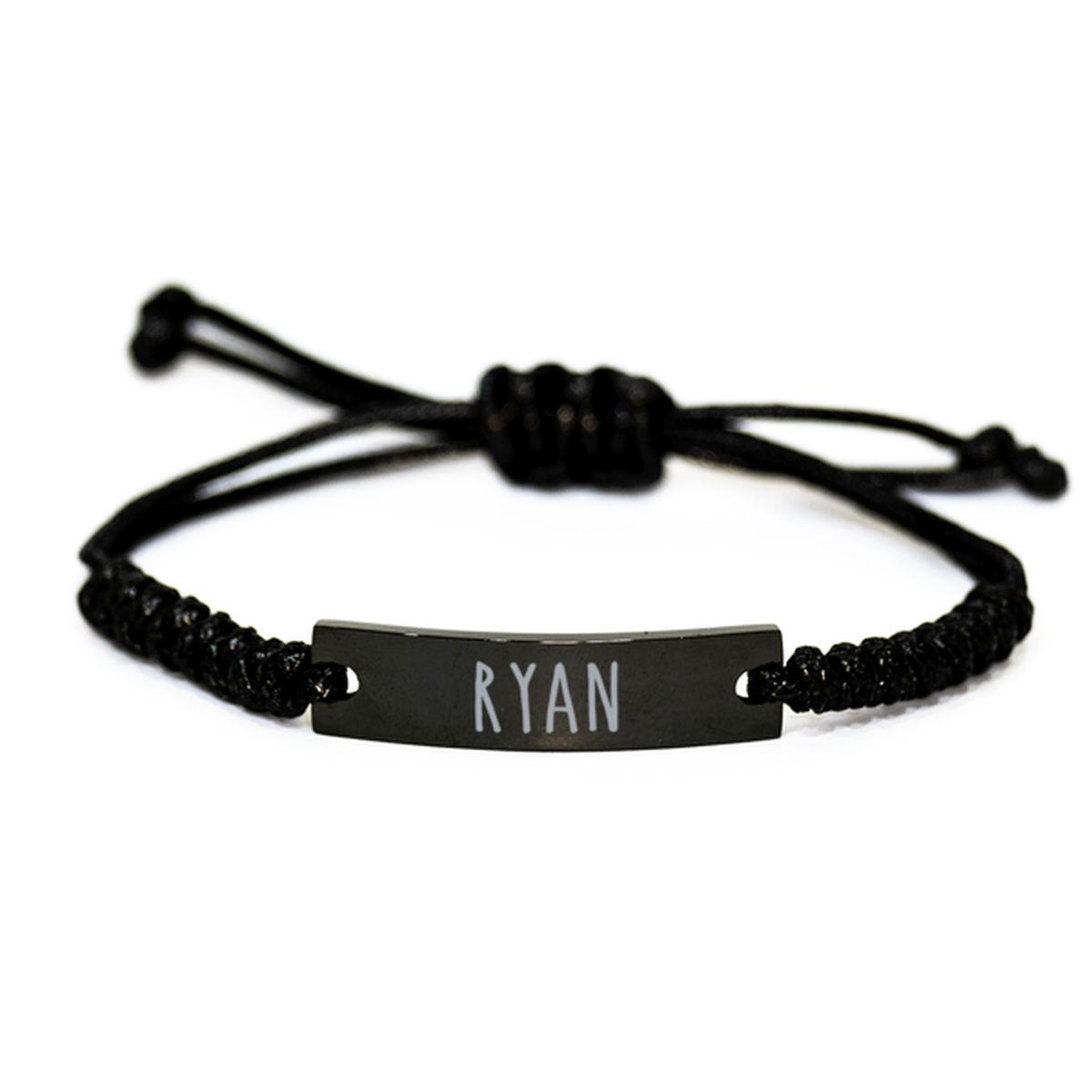 Ryan Bracelet Name Personalized Custom Black Rope Bar Bracelet