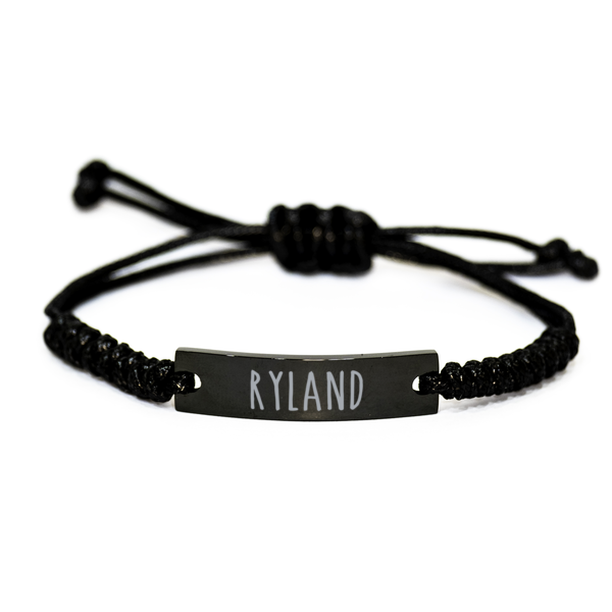 Ryland Bracelet Name Personalized Custom Black Rope Bar Bracelet