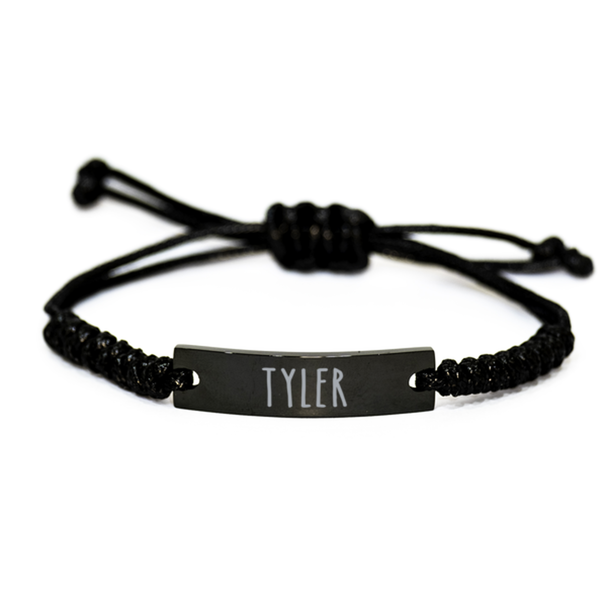 Tyler Bracelet Name Personalized Custom Black Rope Bar Bracelet