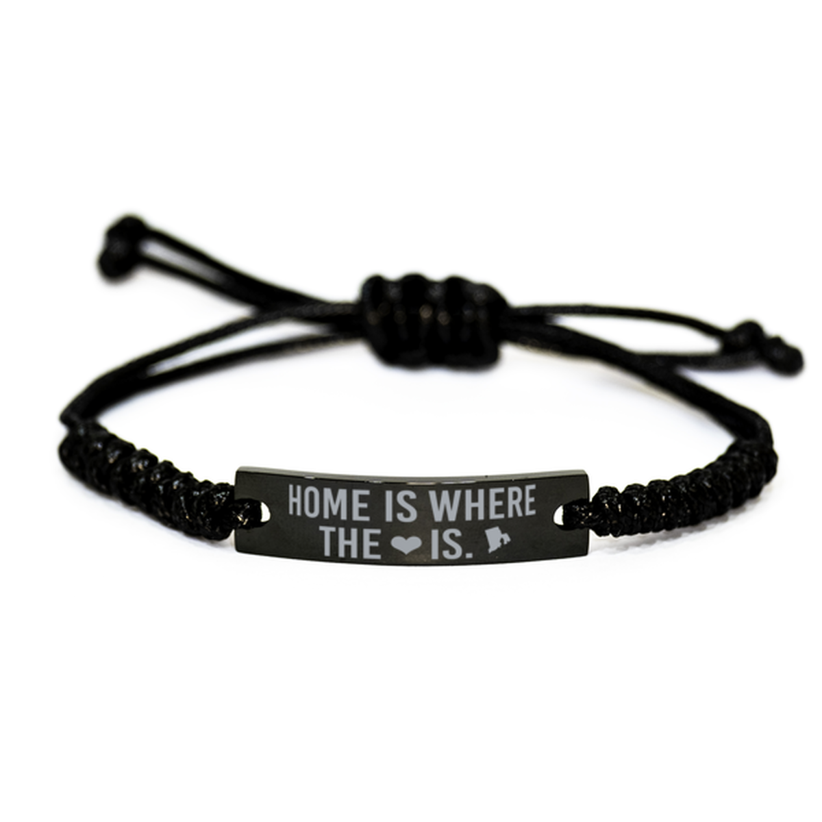 Rhode Island Bracelet Home State Gift for Men Women Black Rope Bracelet