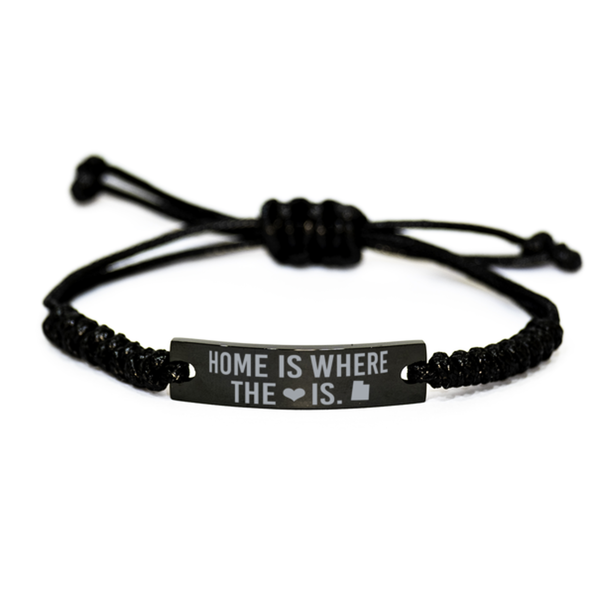 Utah Bracelet Home State Gift for Men Women Black Rope Bracelet