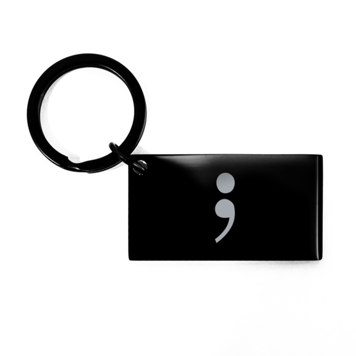 Semi Colon Keychain Semicolon Black Key chain for Him Her