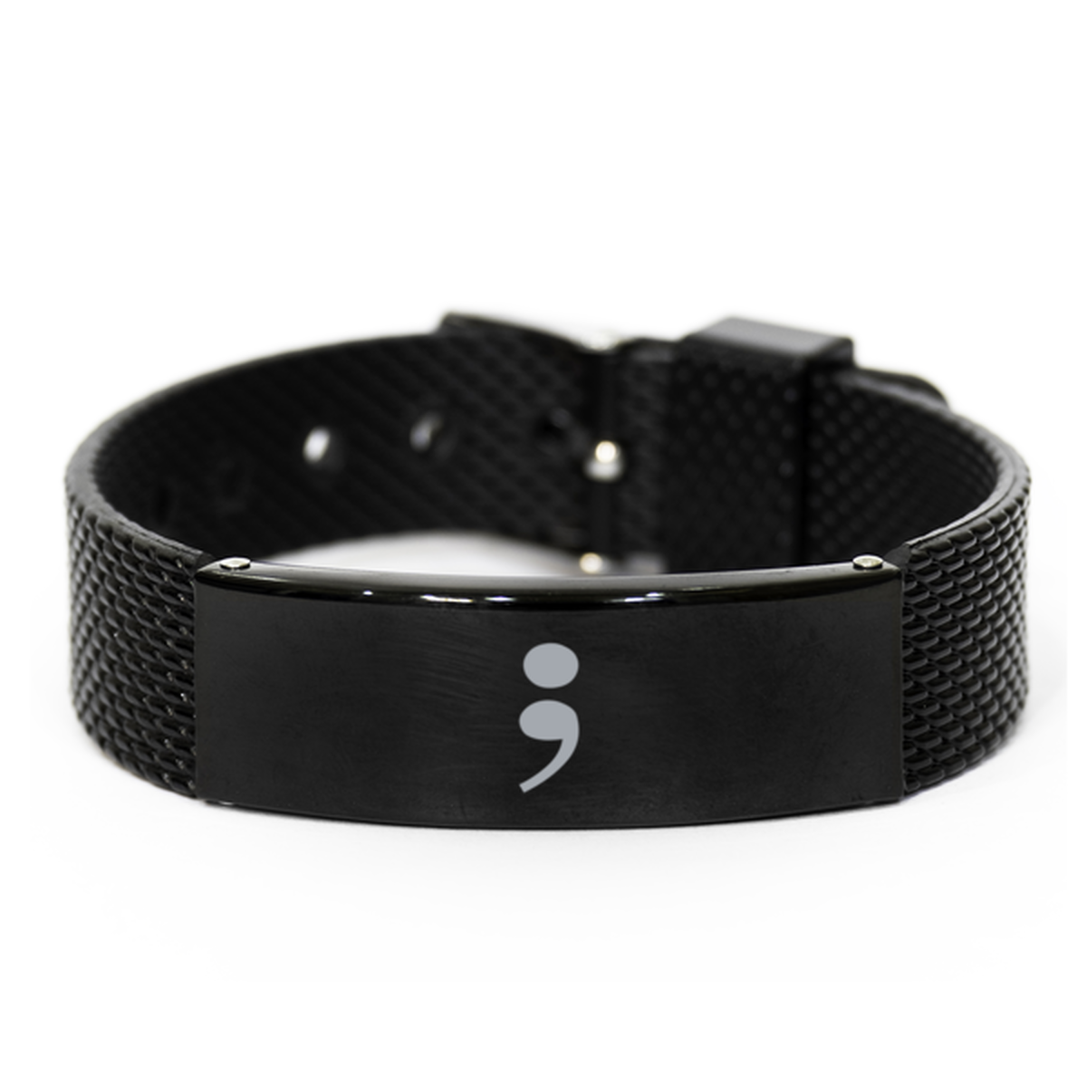 Semi Colon Bracelet Semicolon Black Mesh Bracelet for Him Men