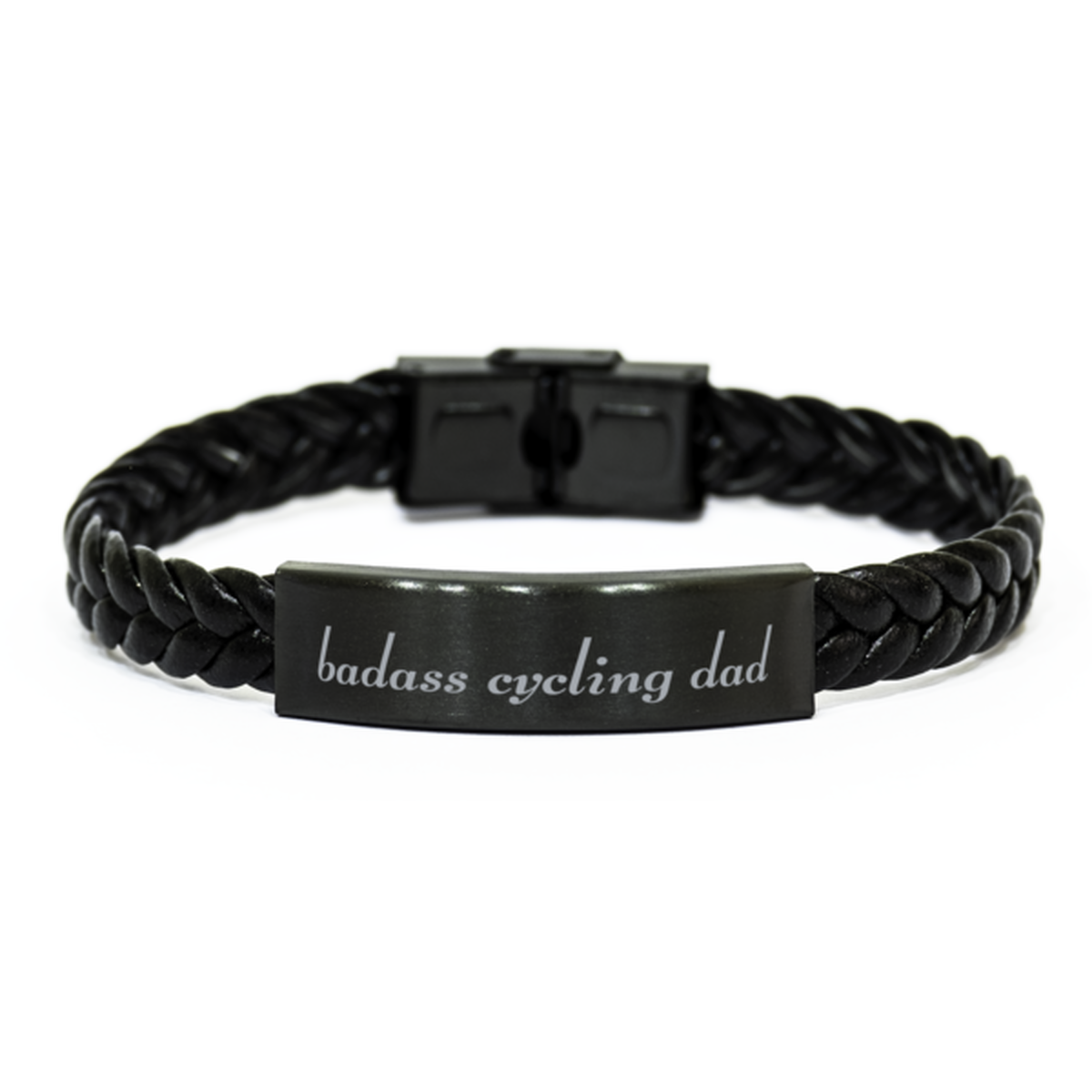 Badass Cycling Dad Bracelet Fathers Day Gift From Daughter Christmas Birthday Black Leather Bracelet